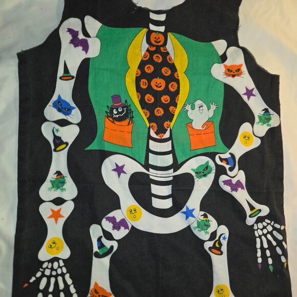 Vintage Skeleton Witch Pullover Halloween Costume Apron Mask Sheet 31" L 18" W - Picture 13 of 16